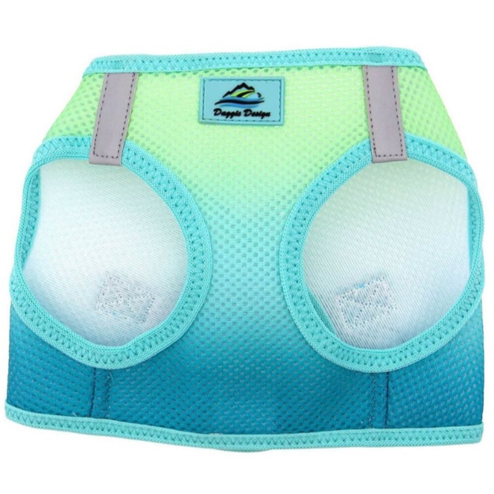NWT DOGGIE DESIGN AMERICAN RIVER CHOKE FREE Dog HARNESS ombre green blue XXXL